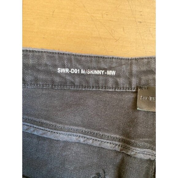 Six week Residency BNWOT skinny distressed black jeans sz 31 button fly - Picture 6 of 9